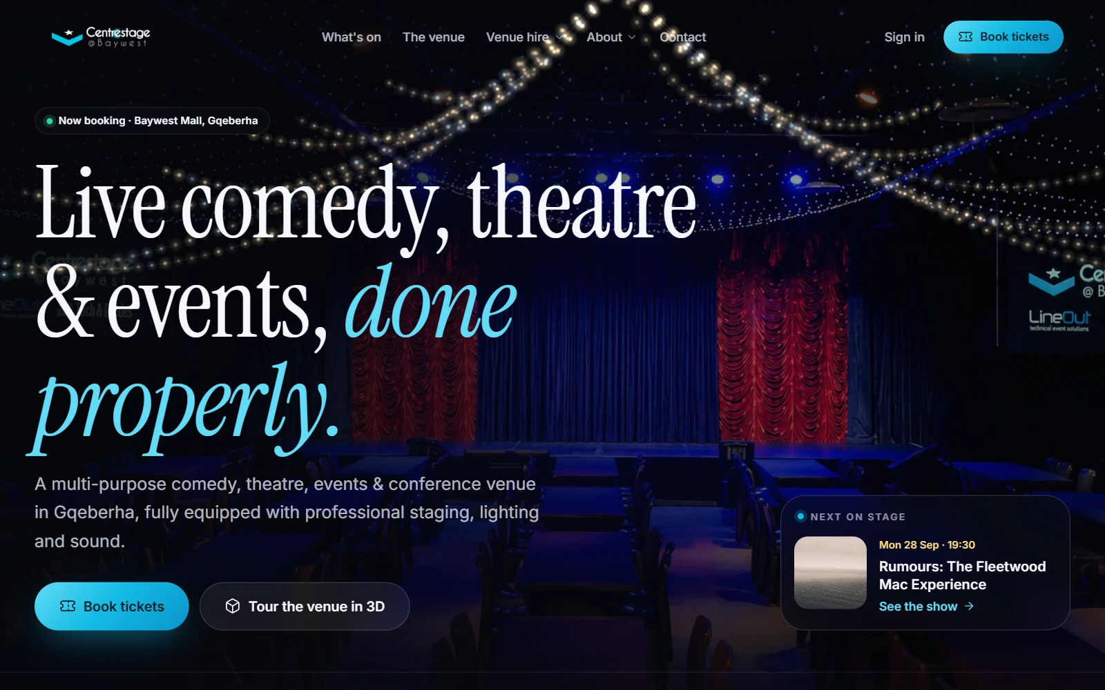 Centrestage @ Baywest website: home page