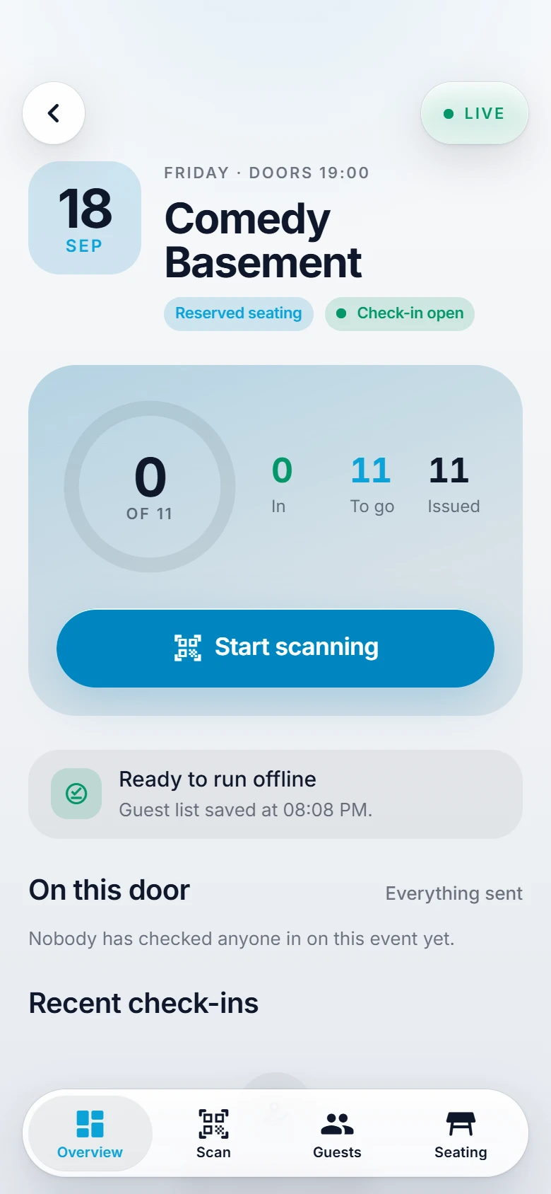 ScannerSync: Ticket check-in app on a phone