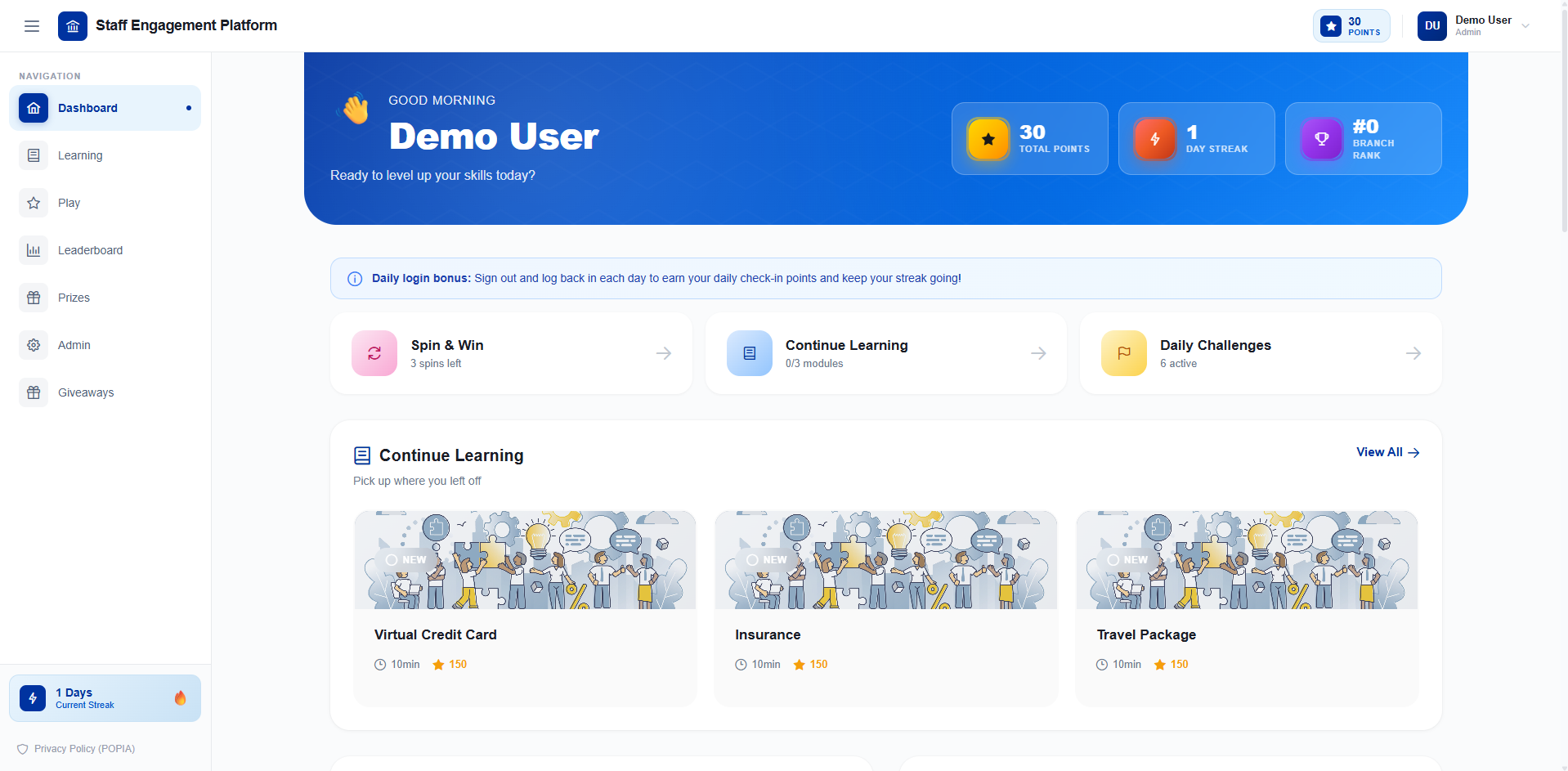 Staff Engagement Platform screenshot 1